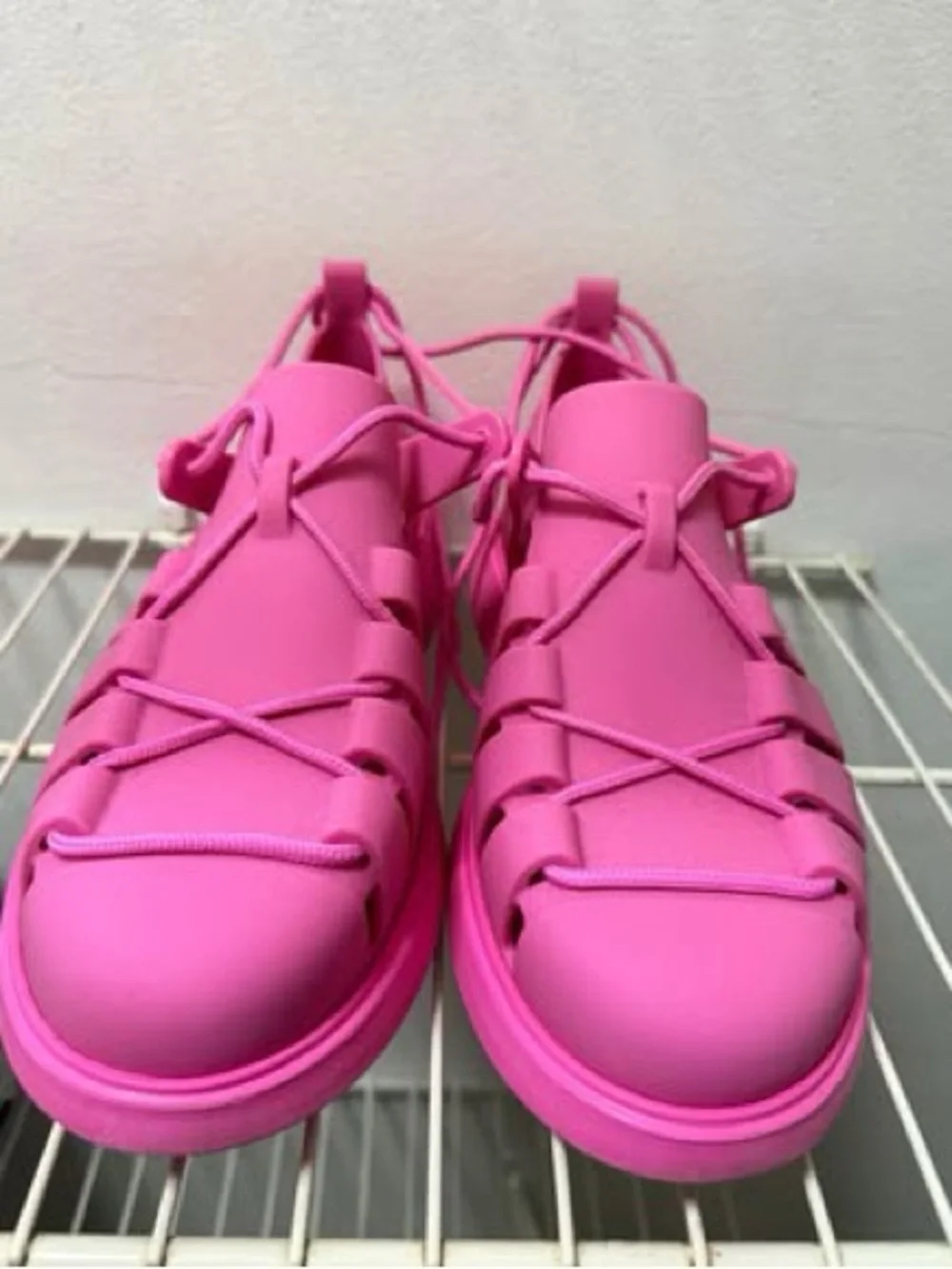 Melissa Bright Pink Lace-Up Sandal Sneakers